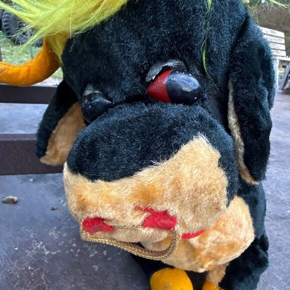 Vintage stuffed animal bull with ring in nose black 1950s old toys collector far - Picture 2 of 10